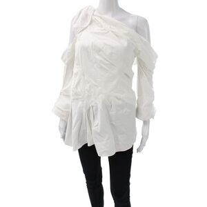 Monse Women Tunic White Cotton One Shoulder Long Sleeve Size 8